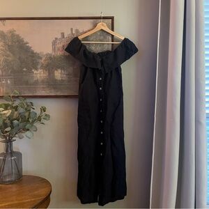 Topshop Black Linen Midi Dress